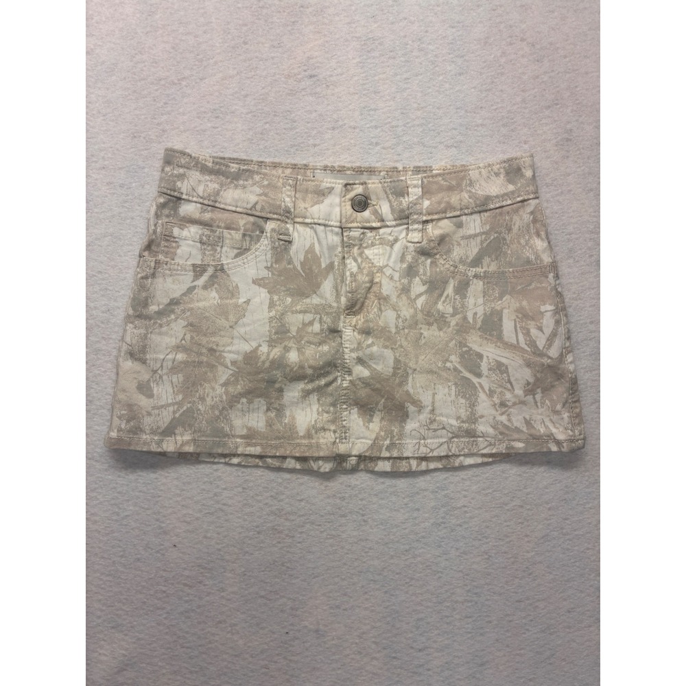Hollister Micro Mini Skirt Gorpcore Y2K Style Utility Camo Print - 00 W24 Beige